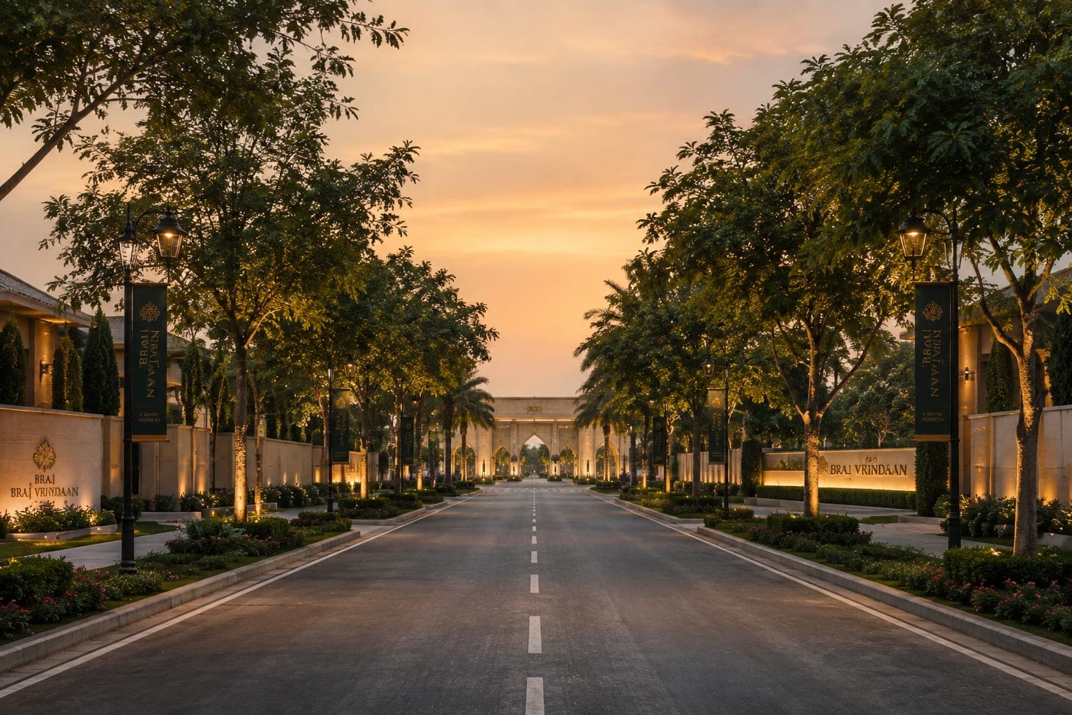 The arrival avenue at Braj Vrindaan