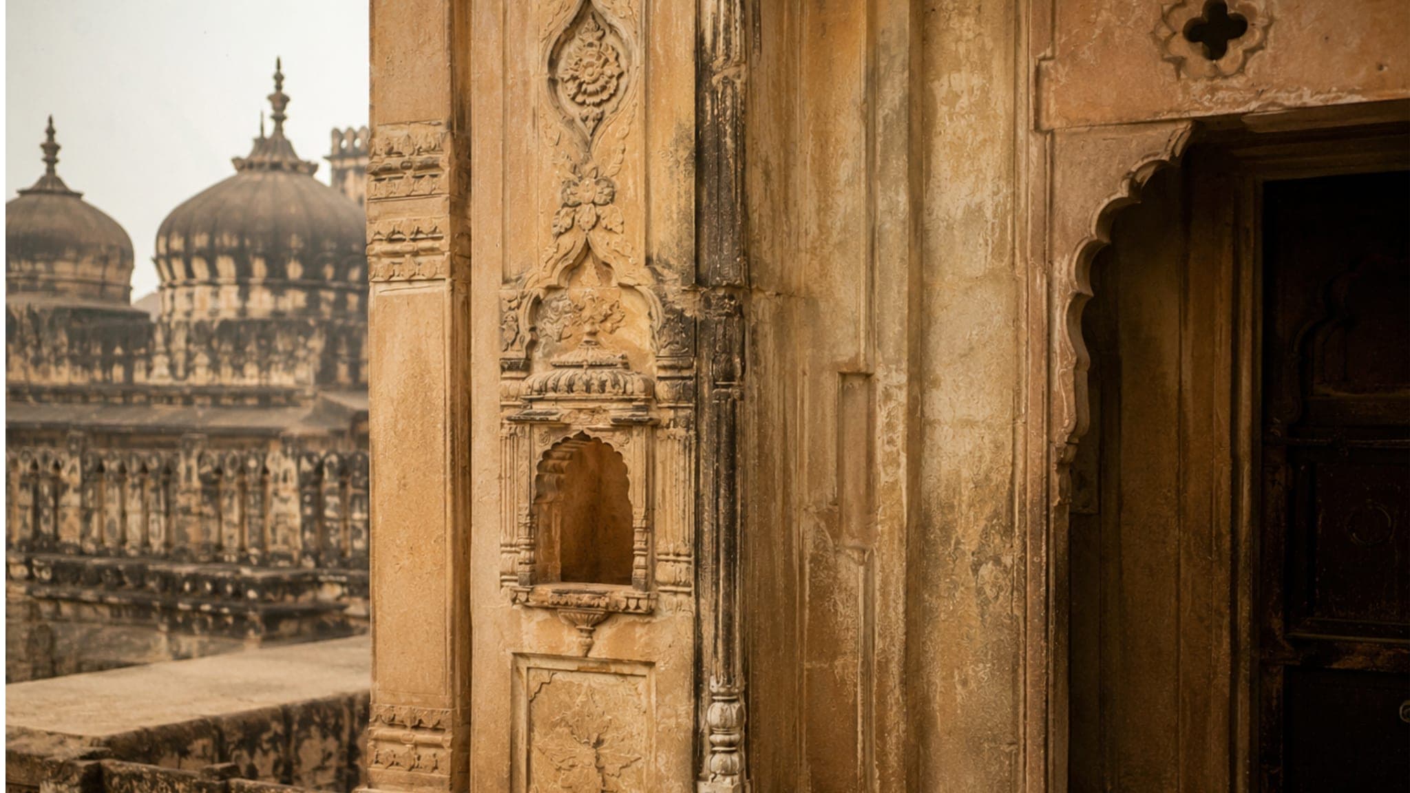 Carved heritage detail in Braj