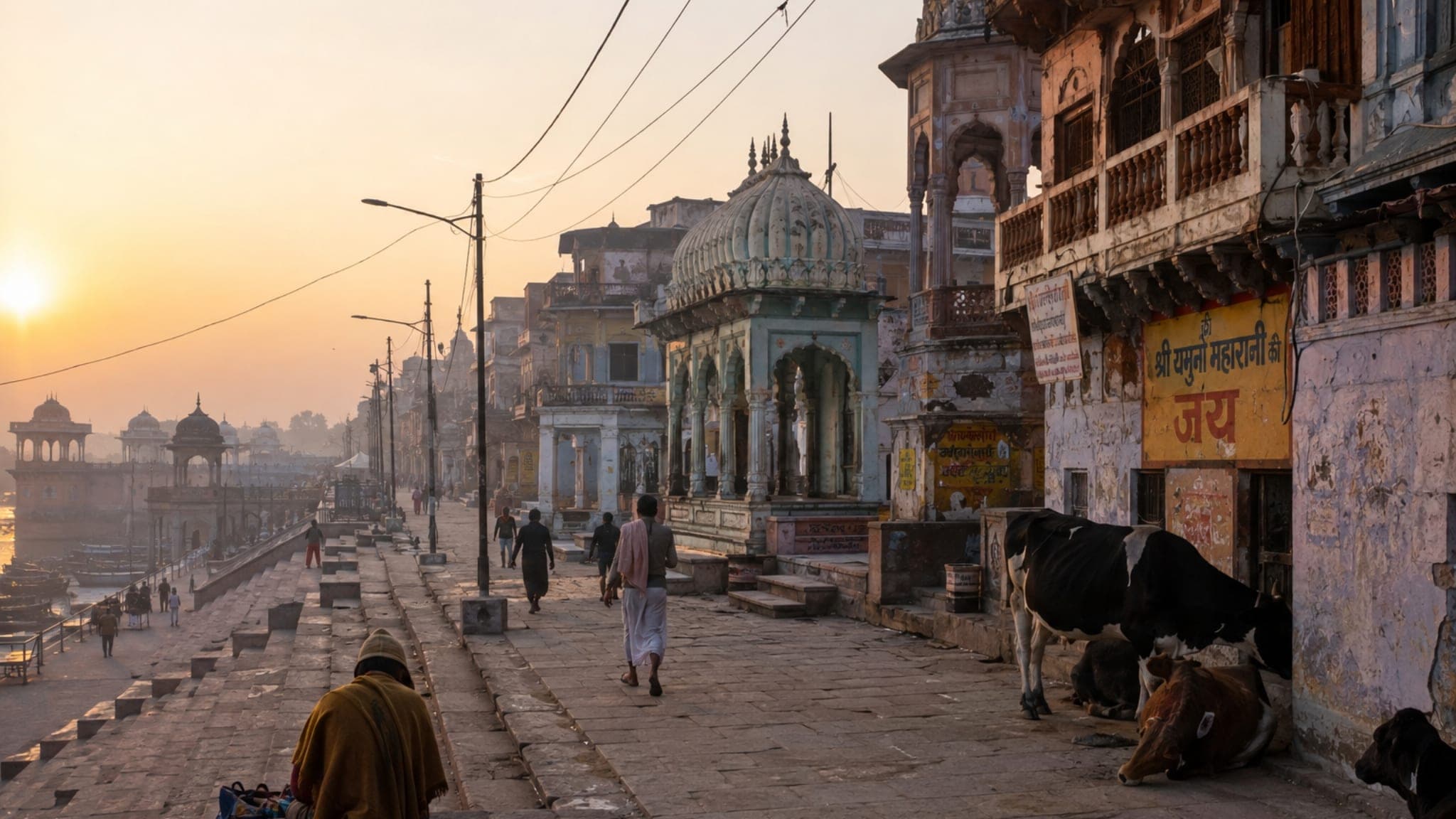 A Vrindavan street at first light